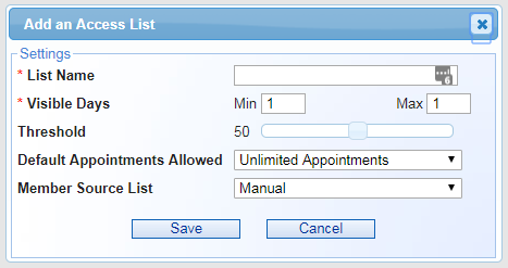 Add an Access List modal